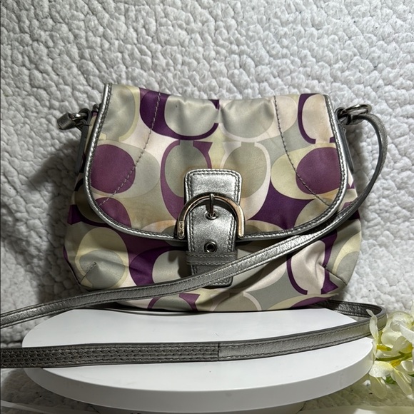 Coach Silver and Purple Crossbody Bag with Signature Design - Picture 1 of 4